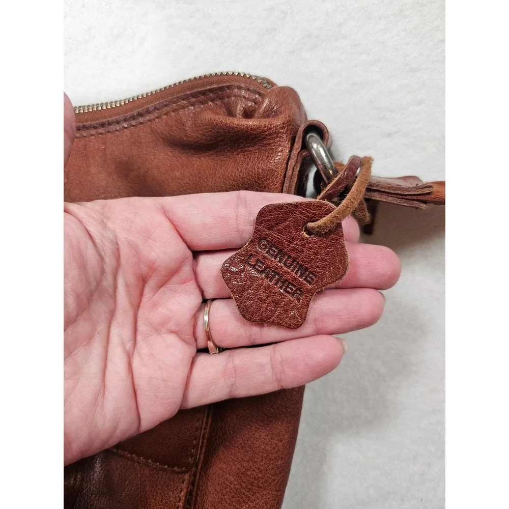 Spikes & Sparrow Cognac Brown Leather Crossbody Bag  Messenger Cargo Pockets